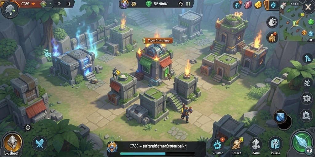 Tampilan gameplay C789 yang menegangkan dalam mode Tower Defense.
