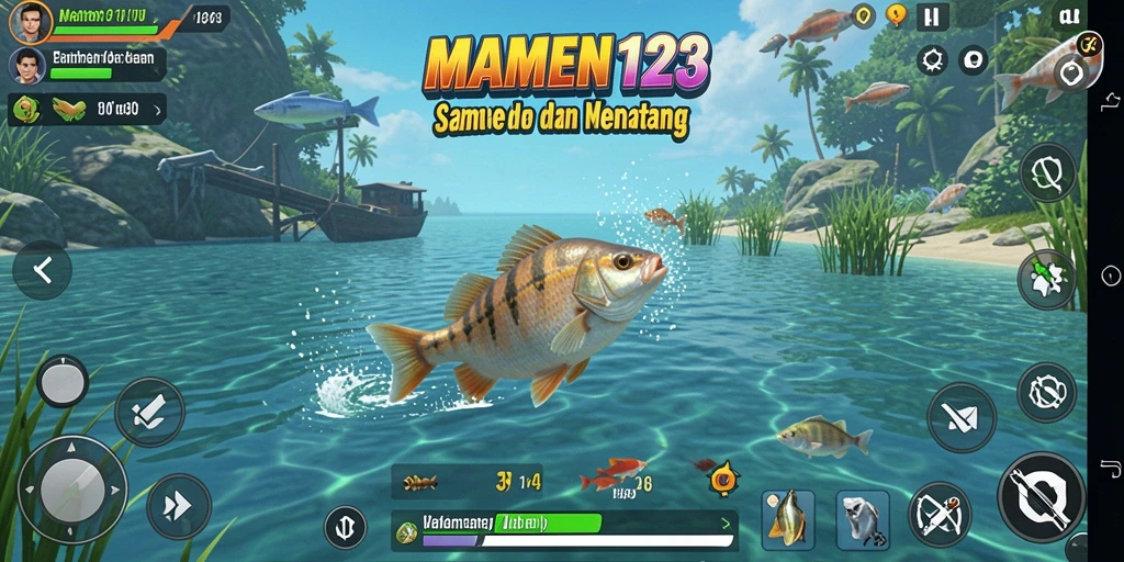 Tampilan gameplay MAMEN123 dengan aksi memancing yang seru.