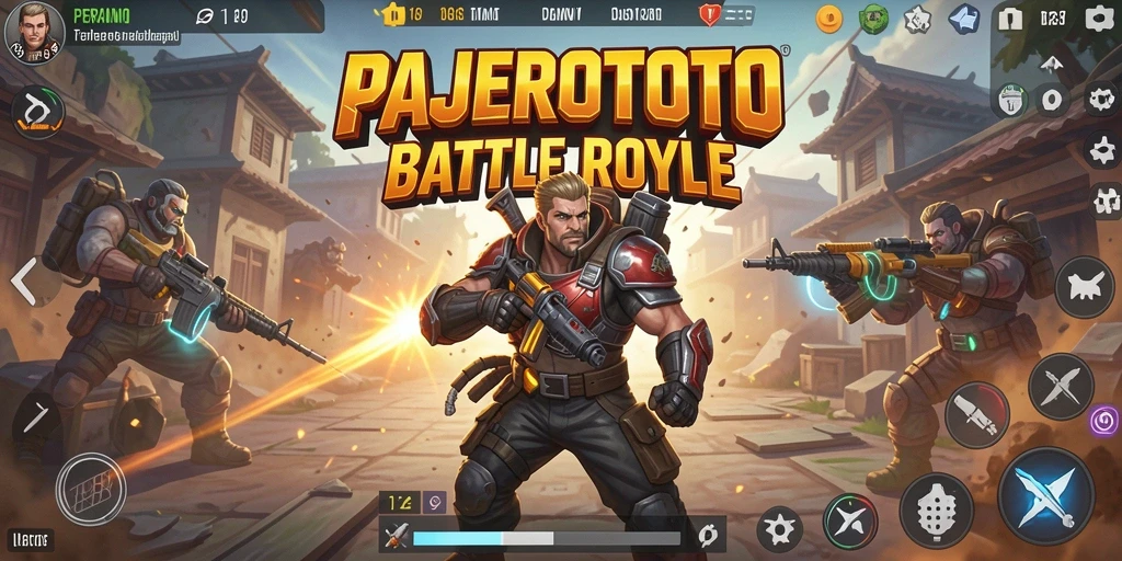 Tampilan seru gameplay PAJEROTOTO dalam pertempuran Battle Royale.