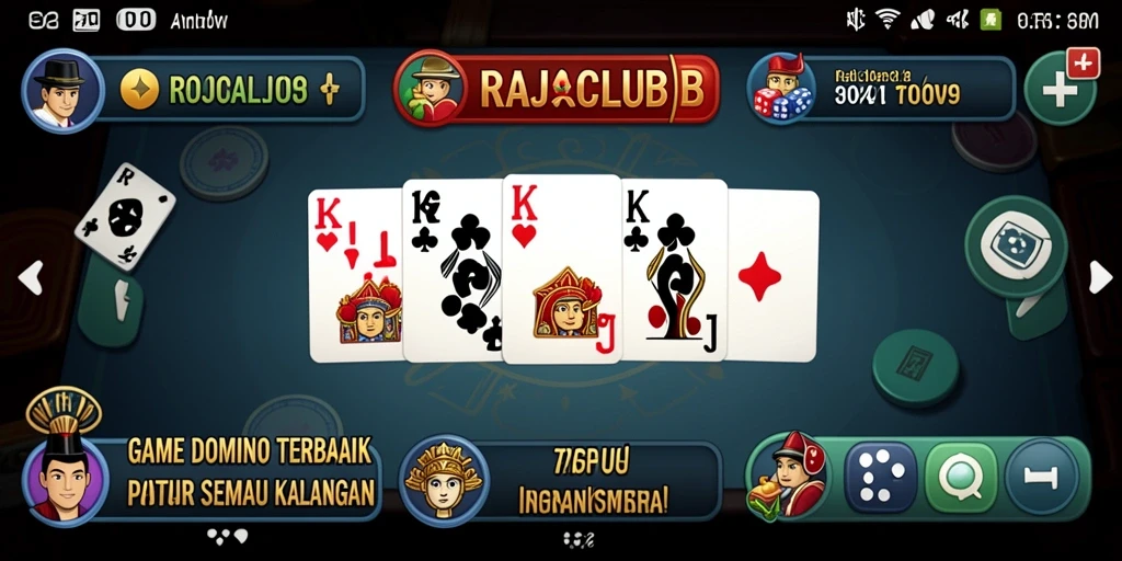 Screenshot gameplay RAJACLUB menampilkan pemain yang sedang bersaing dalam permainan Domino.