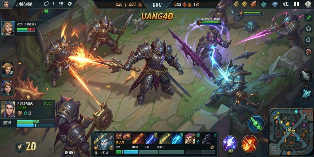Tampilan gameplay seru dalam UANG4D dengan pertarungan tim.